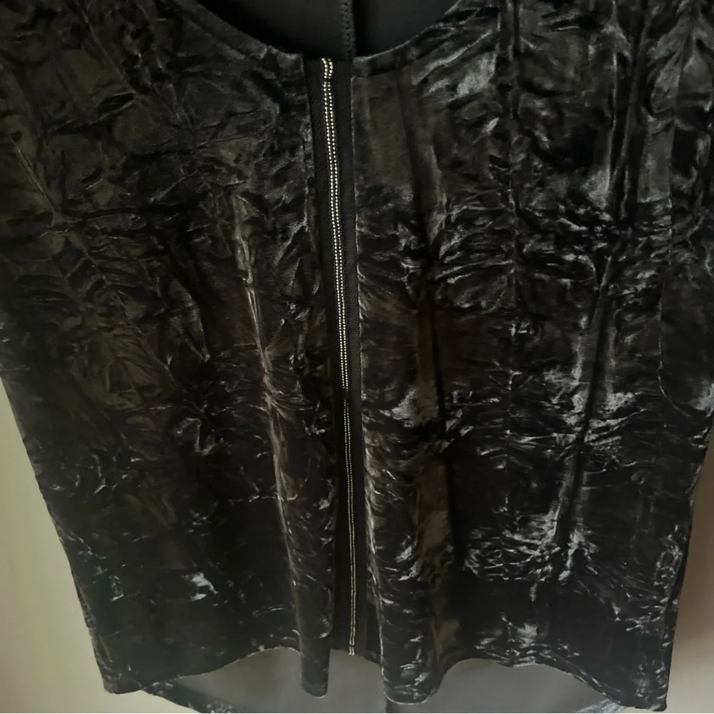 Rock & Republic Shirt Sz Small S Black Crushed Velvet Sleeveless Hilo Stretch - Picture 7 of 10